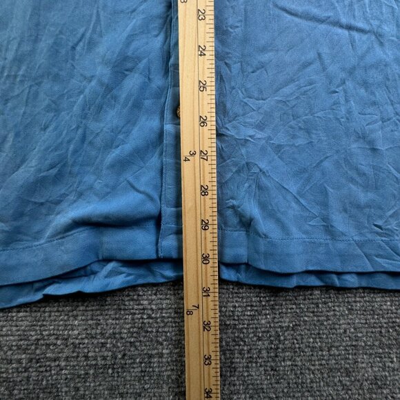 Tommy Bahama Silk Button Up Shirt Short Sleeve Mens Hawaii Blue 2XL Solid Adult - Picture 4 of 16